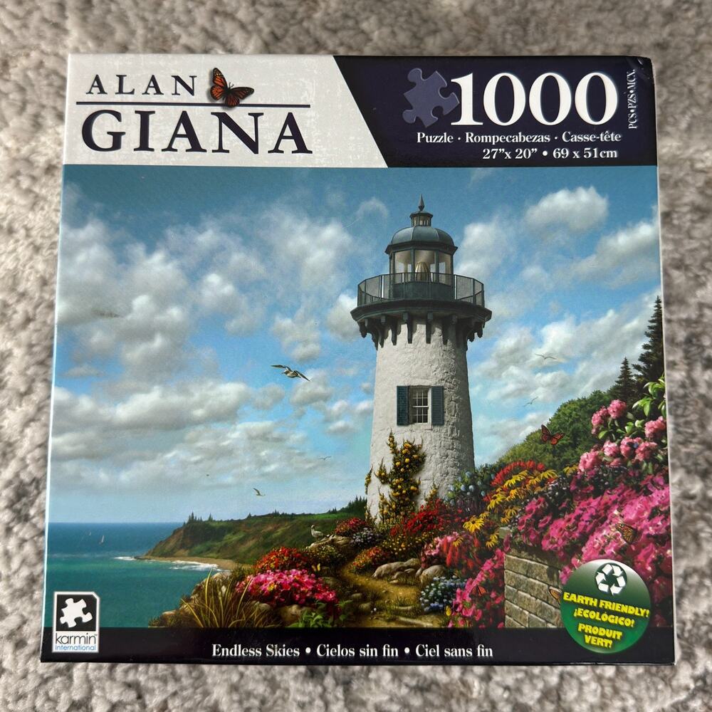 1000 Piece Jigsaw Puzzle Alan Giana‎ "Endless Skies" Lighthouse 27 X 20" New